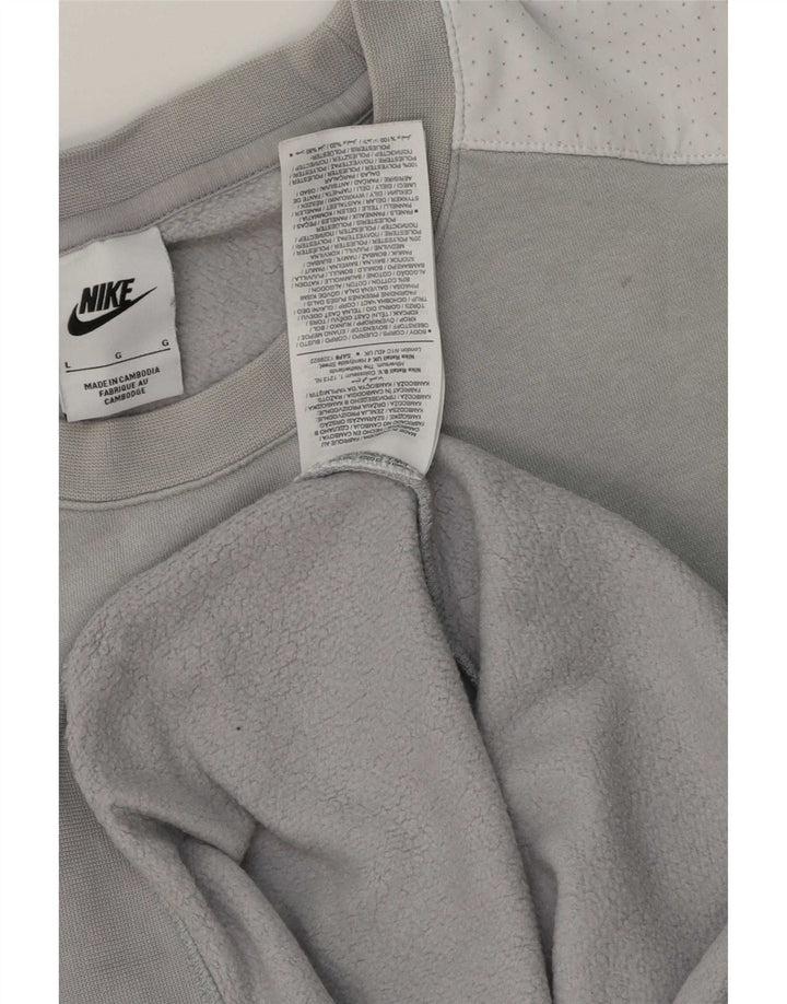 Moletom gráfico masculino Nike Jumper grande cinza colorblock algodão