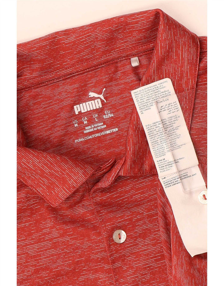 Camisa polo masculina Puma grande poliéster manchado vermelho