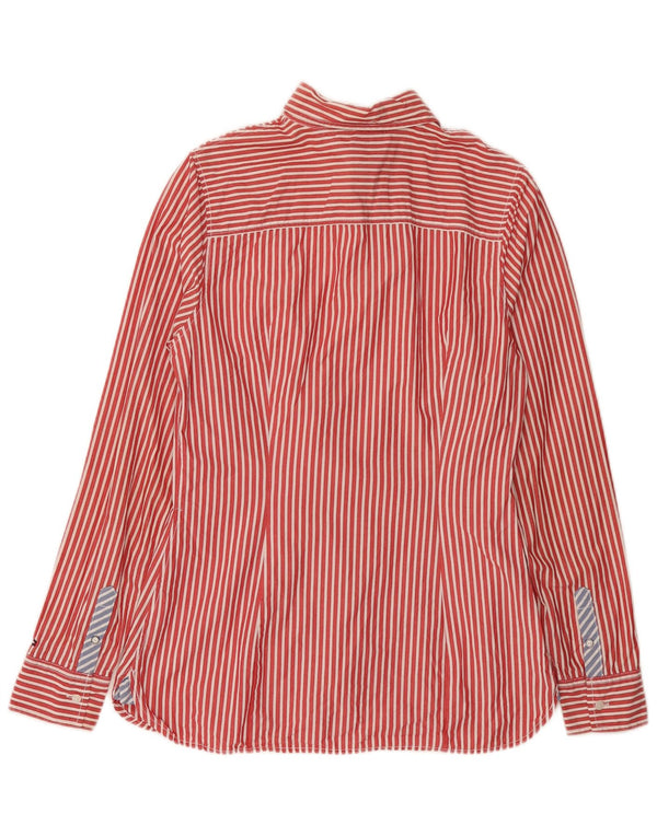 Camisa feminina Tommy Hilfiger US 10 grande algodão listrado vermelho