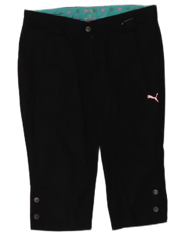 Calça capri feminina de cintura baixa Puma UK 8 pequena W30 L17 preta