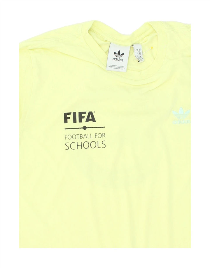 ADIDAS Mens Graphic T-Shirt Top Medium Yellow Cotton Vintage Adidas and Second-Hand Adidas from Messina Hembry 