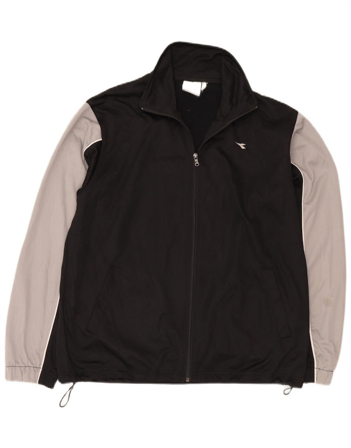 Diadora Mens Tracksuit Top Jacket Grande Preto Colourblock Poliéster