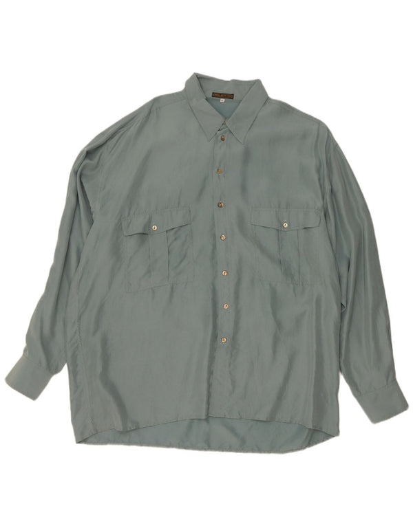 Camisa masculina vintage XL seda verde