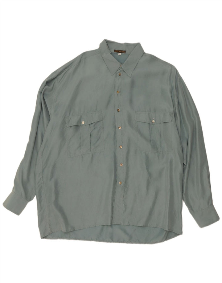 Camisa masculina vintage XL seda verde