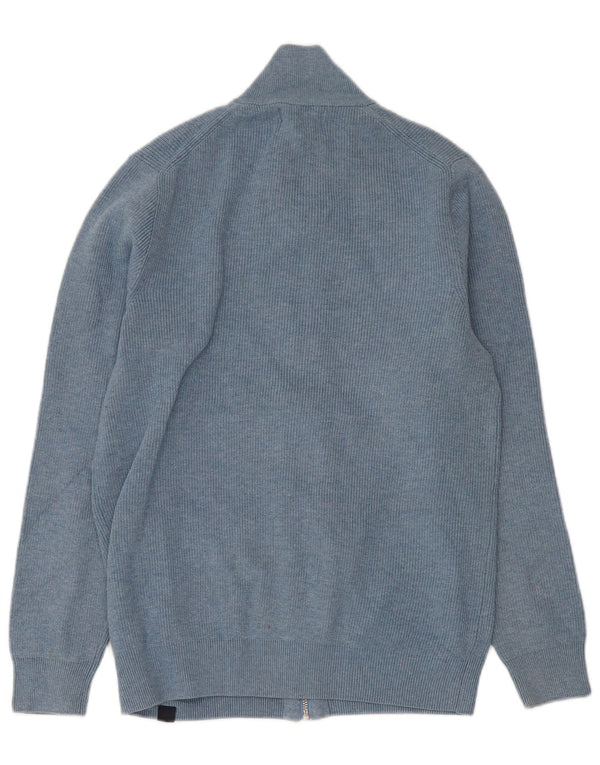 Suéter cardigã masculino com zíper completo da Marks & Spencer, pequeno, azul, poliéster