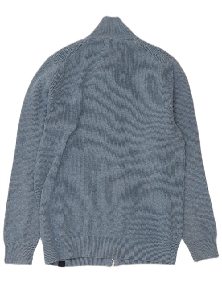 Suéter cardigã masculino com zíper completo da Marks & Spencer, pequeno, azul, poliéster