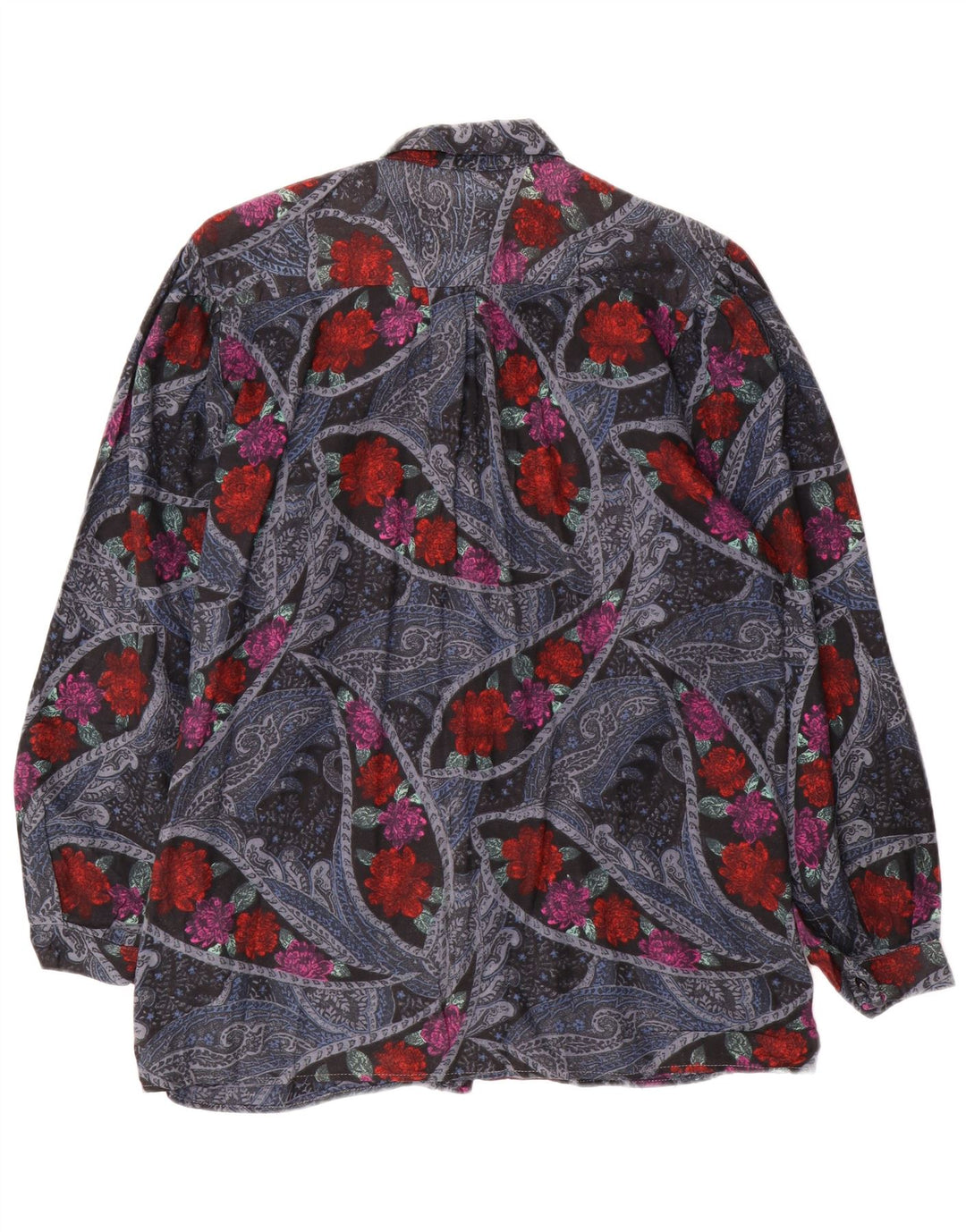 Camisa feminina VINTAGE UK 16 grande floral multicolorida