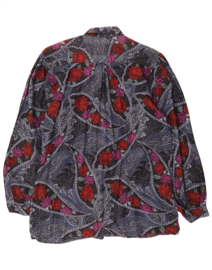 Camisa feminina VINTAGE UK 16 grande floral multicolorida