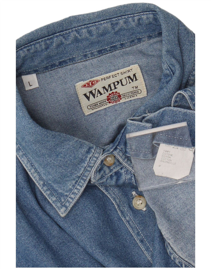 Camisa jeans masculina Wampum grande algodão azul