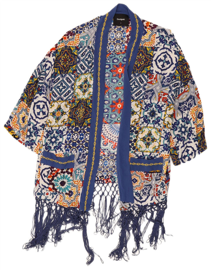 Desigual Top Cardigan Feminino Oversized Reino Unido 10 Pequeno Viscose Multicolorido