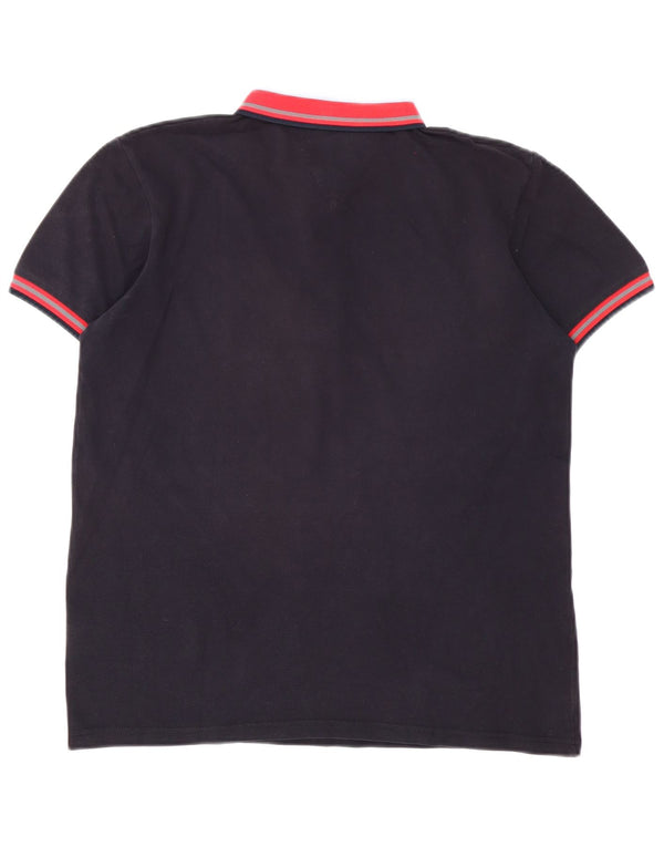 Camisa polo masculina Jeckerson médio azul marinho colorblock algodão