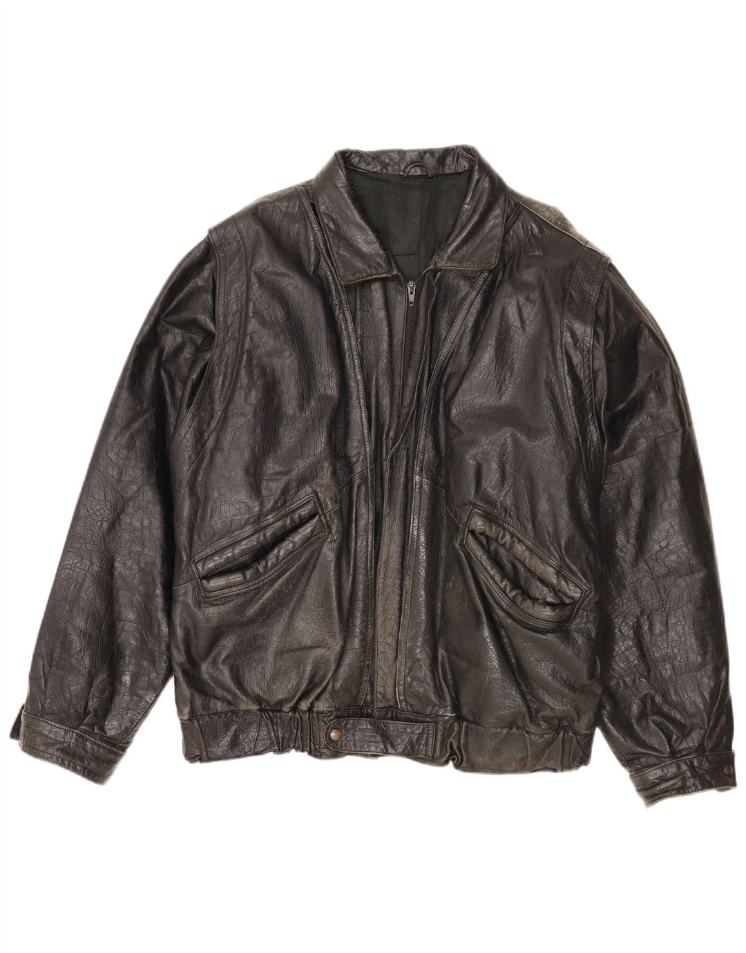 Jaqueta de couro masculina vintage IT 52 XL couro preto