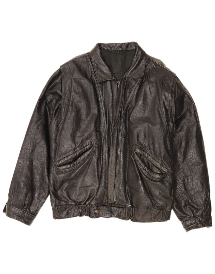 Jaqueta de couro masculina vintage IT 52 XL couro preto