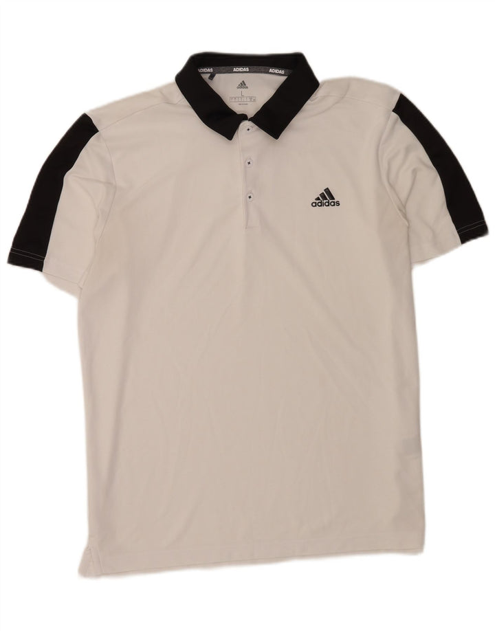 Adidas Mens Polo Shirt Grande Branco Colorblock Poliéster