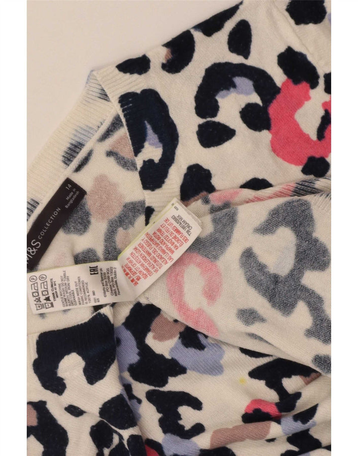 Suéter feminino Marks & Spencer com gola redonda Reino Unido 14 grande multicolorido