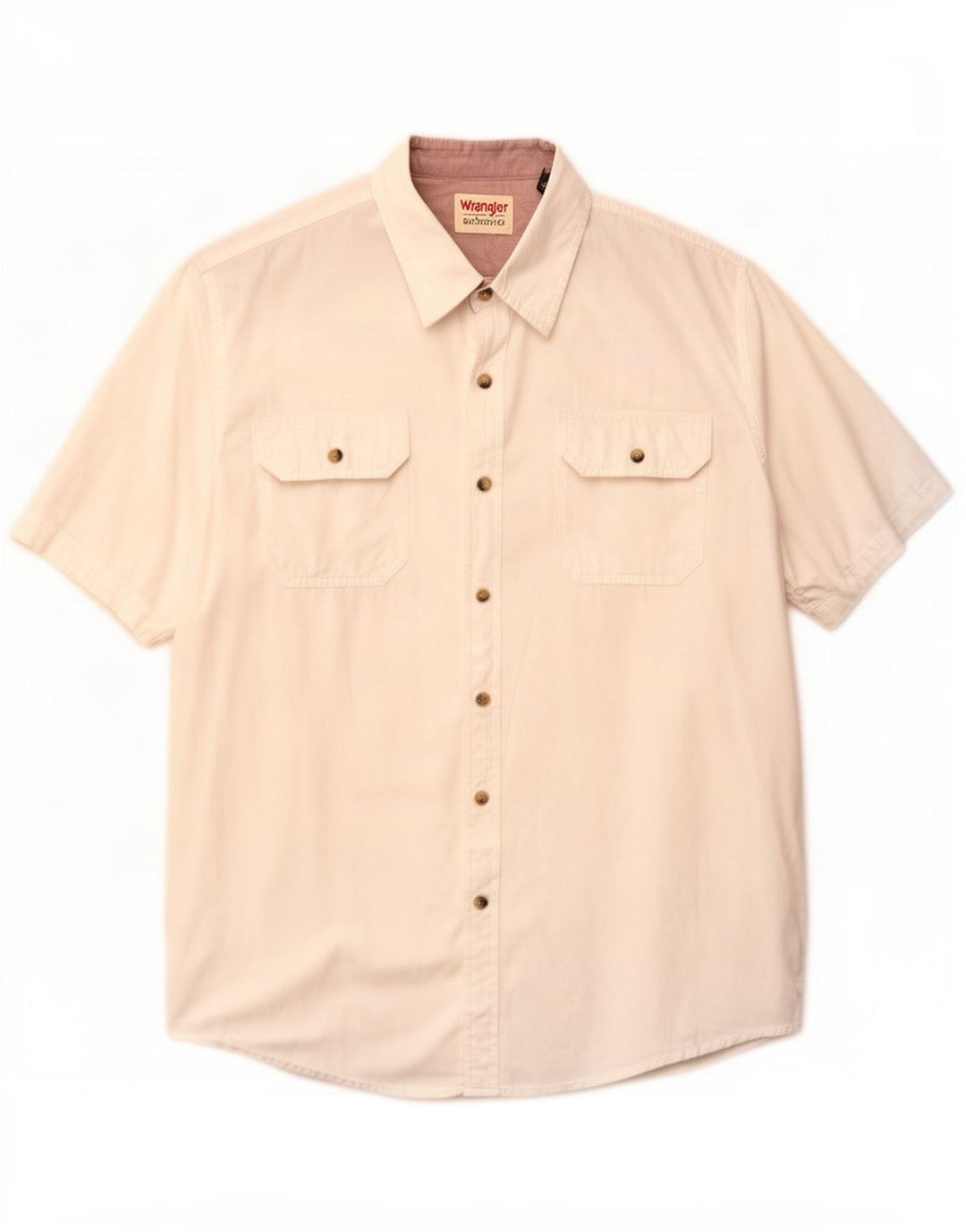 Wrangler Camisa masculina de manga curta grande algodão branco