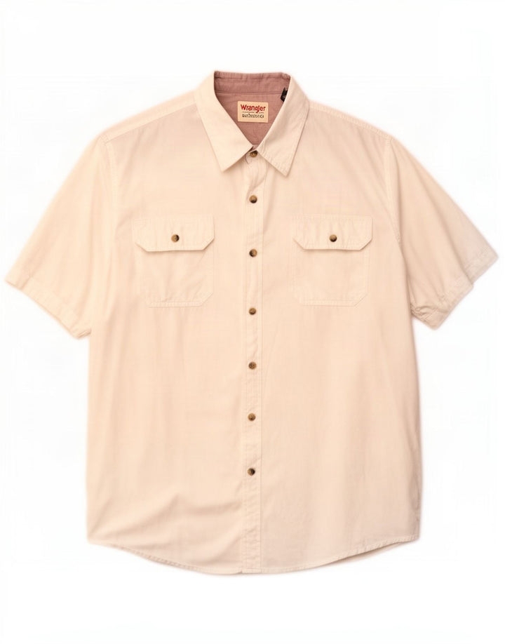 Wrangler Camisa masculina de manga curta grande algodão branco