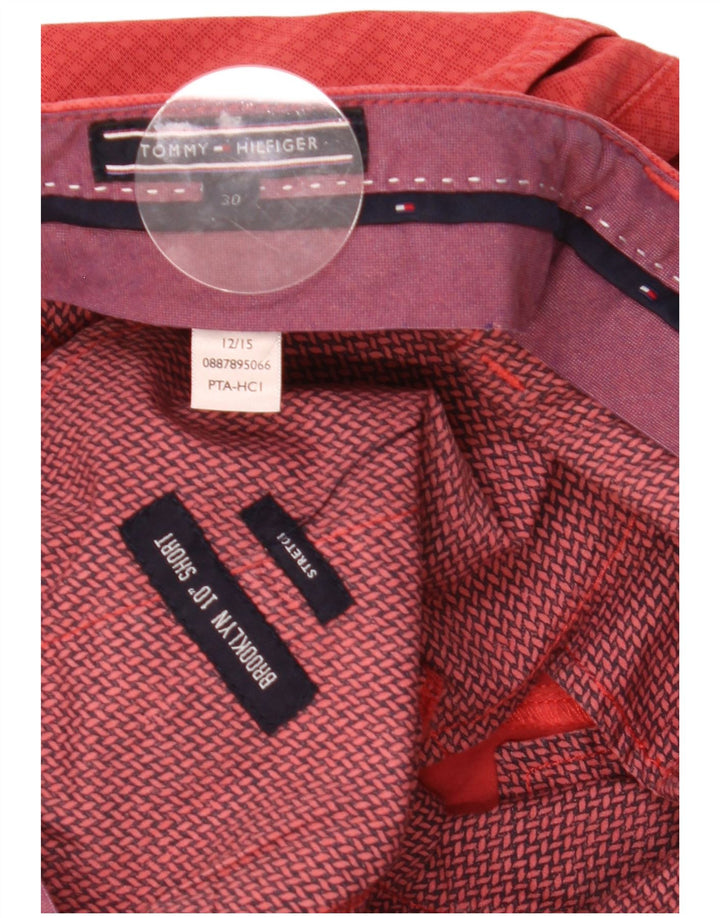 Tommy Hilfiger Masculino Brooklyn Chino Shorts W30 Médio Vermelho Geométrico