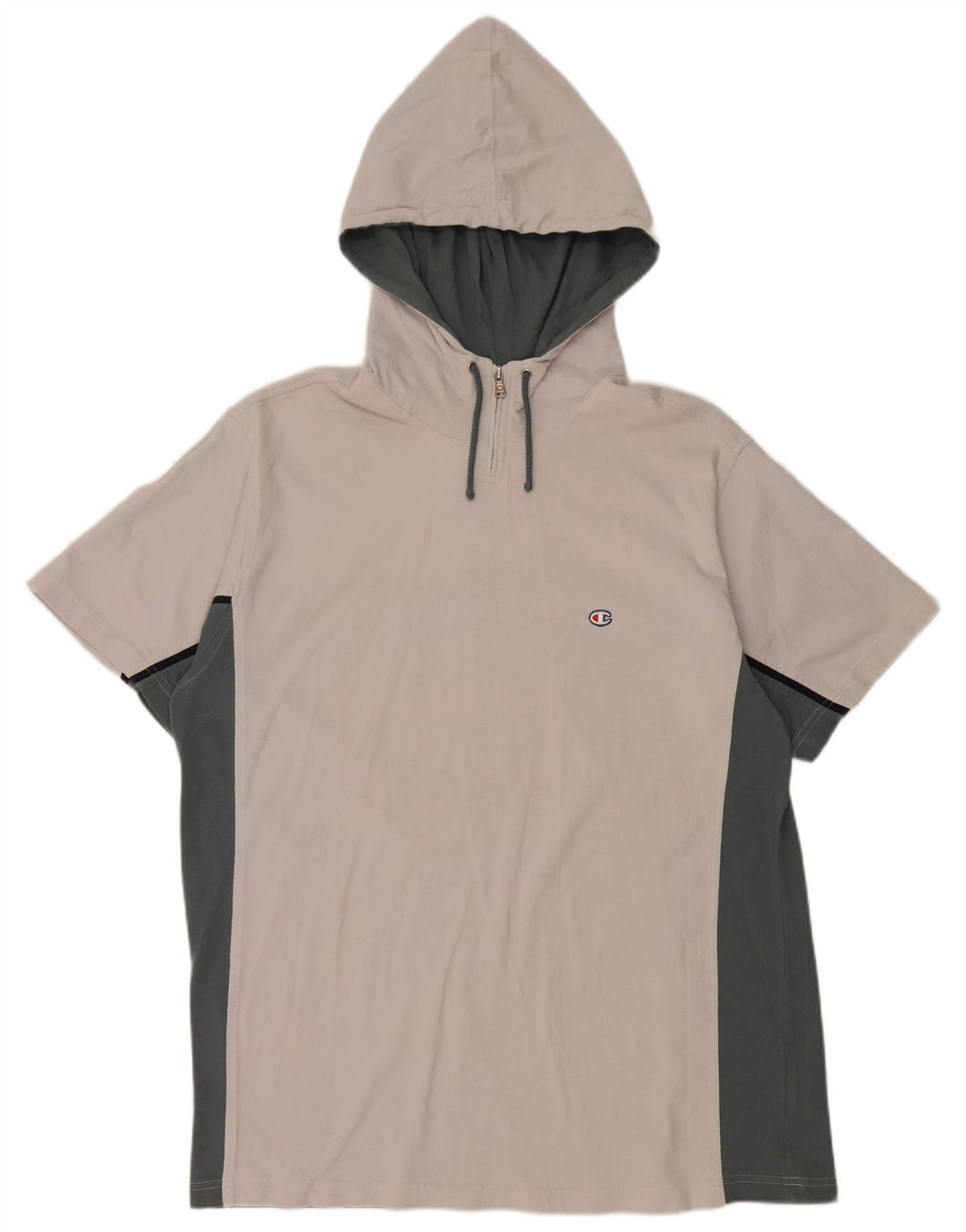 CHAMPION Camiseta masculina com capuz e gola com zíper Top 2XL de algodão colorido branco