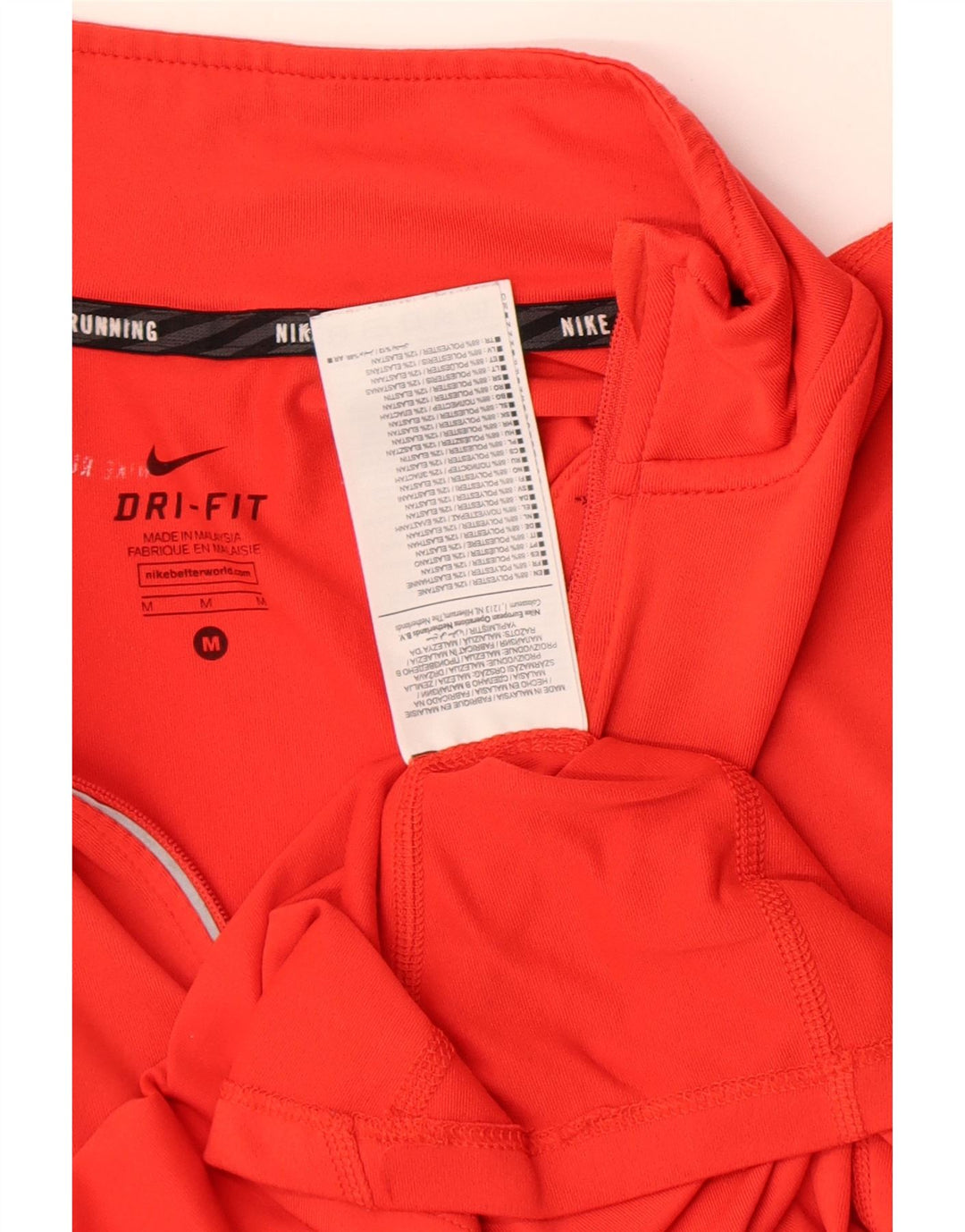 Nike Womens Zip Neck Pullover Treino Top UK 14 Médio Poliéster Vermelho