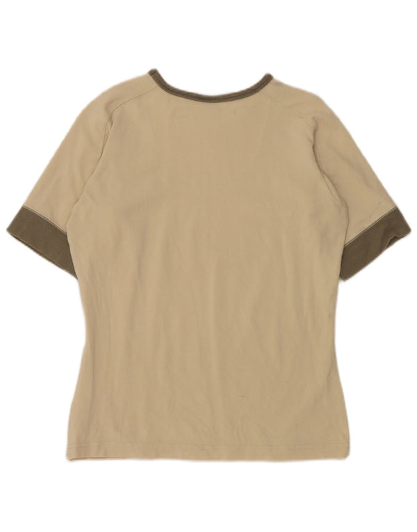 Nike Womens T-Shirt Top UK 14/16 Large Beige Colourblock Cotton