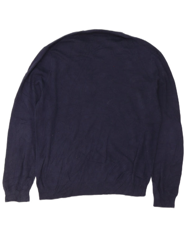 Polo Ralph Lauren Suéter masculino regular com decote em V grande azul marinho