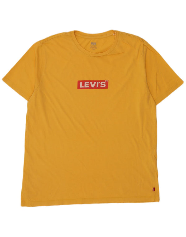 Camiseta gráfica masculina Levi's Top grande de algodão amarelo