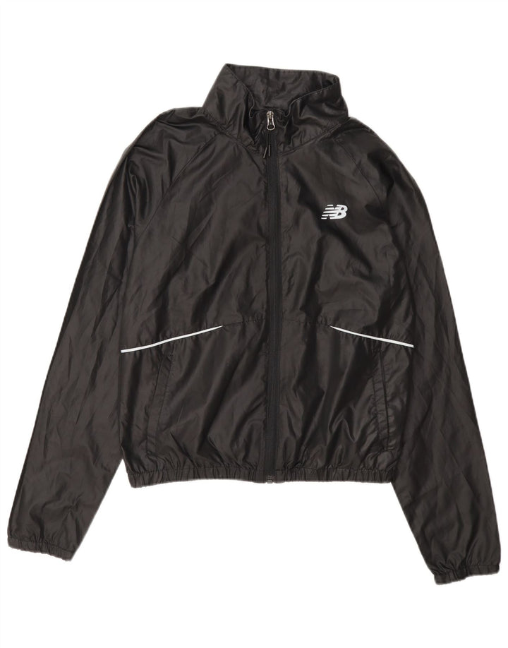 New Balance Womens Graphic Tracksuit Top Jacket UK 8 Pequeno Poliéster Preto