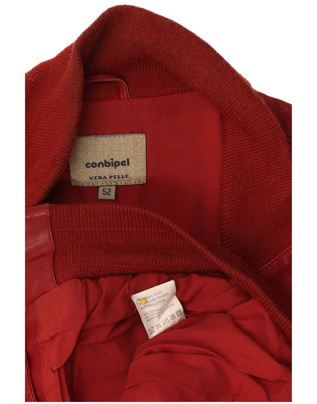 Jaqueta de couro masculina Conbipel IT 52 grande couro vermelho