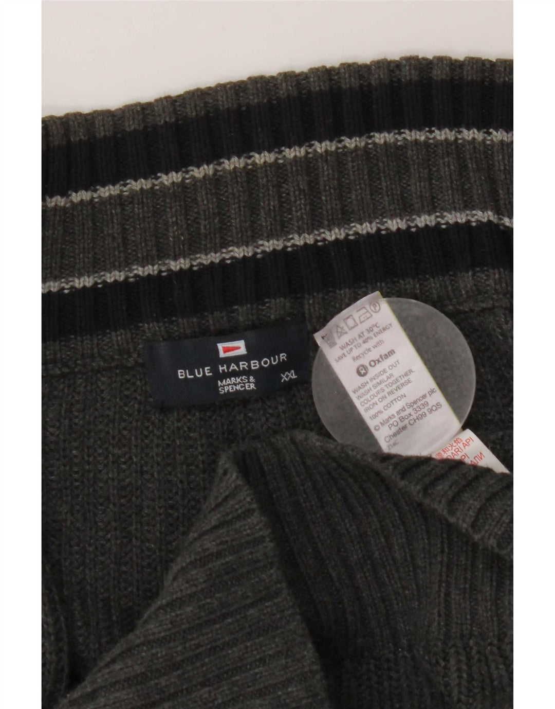 Suéter masculino Marks & Spencer Blue Harbor Cardigan 2XL algodão cinza