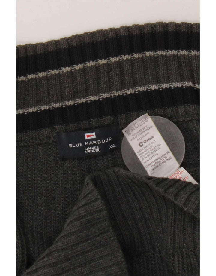 Suéter masculino Marks & Spencer Blue Harbor Cardigan 2XL algodão cinza