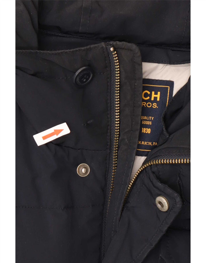 Jaqueta acolchoada com capuz masculina Woolrich UK 36 poliéster azul marinho pequeno