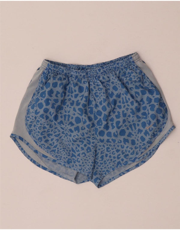 Nike Womens Dri Fit Sport Shorts UK 14 Medium  Blue Animal Print Polyester