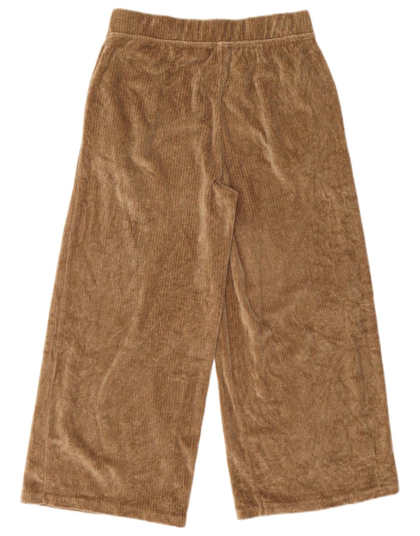 Calça capri feminina de veludo com perna larga Benetton pequena W28 L23 algodão bege
