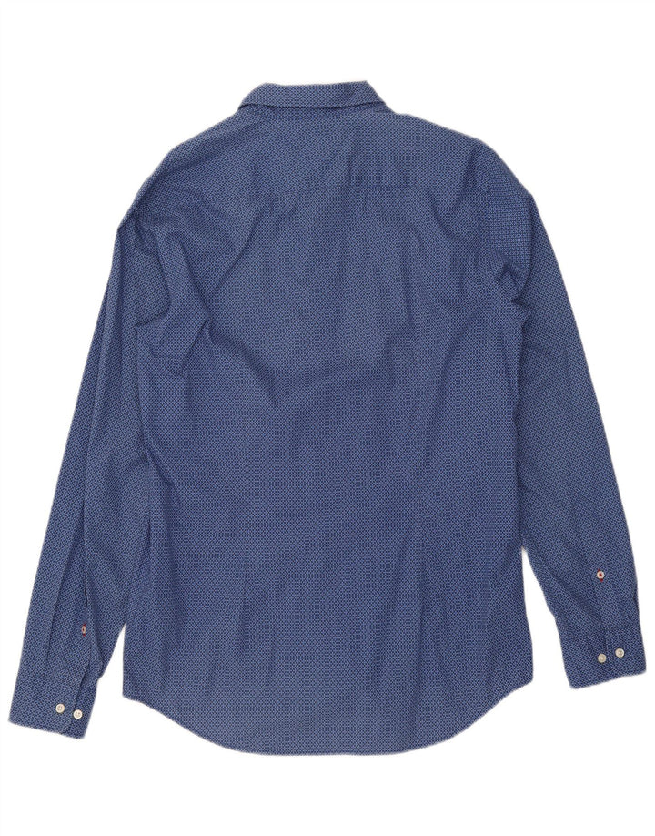 Camisa masculina TOMMY HILFIGER slim fit grande algodão geométrico azul