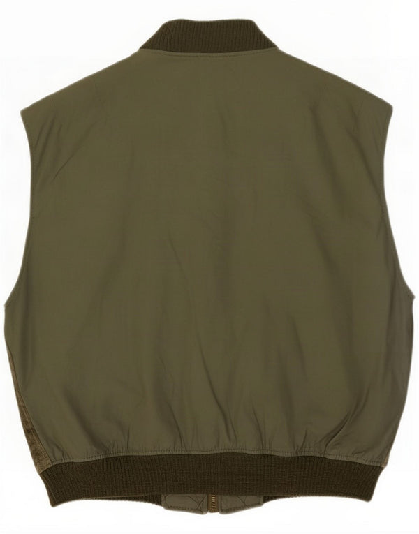 Vintage Mens U.S. Army Suede Gilet IT 50 Large Khaki Leather