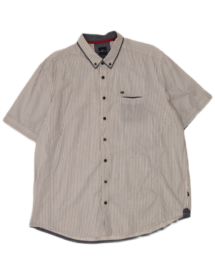 Camisa masculina de manga curta de ajuste regular ENGBERS 2XL algodão manchado branco