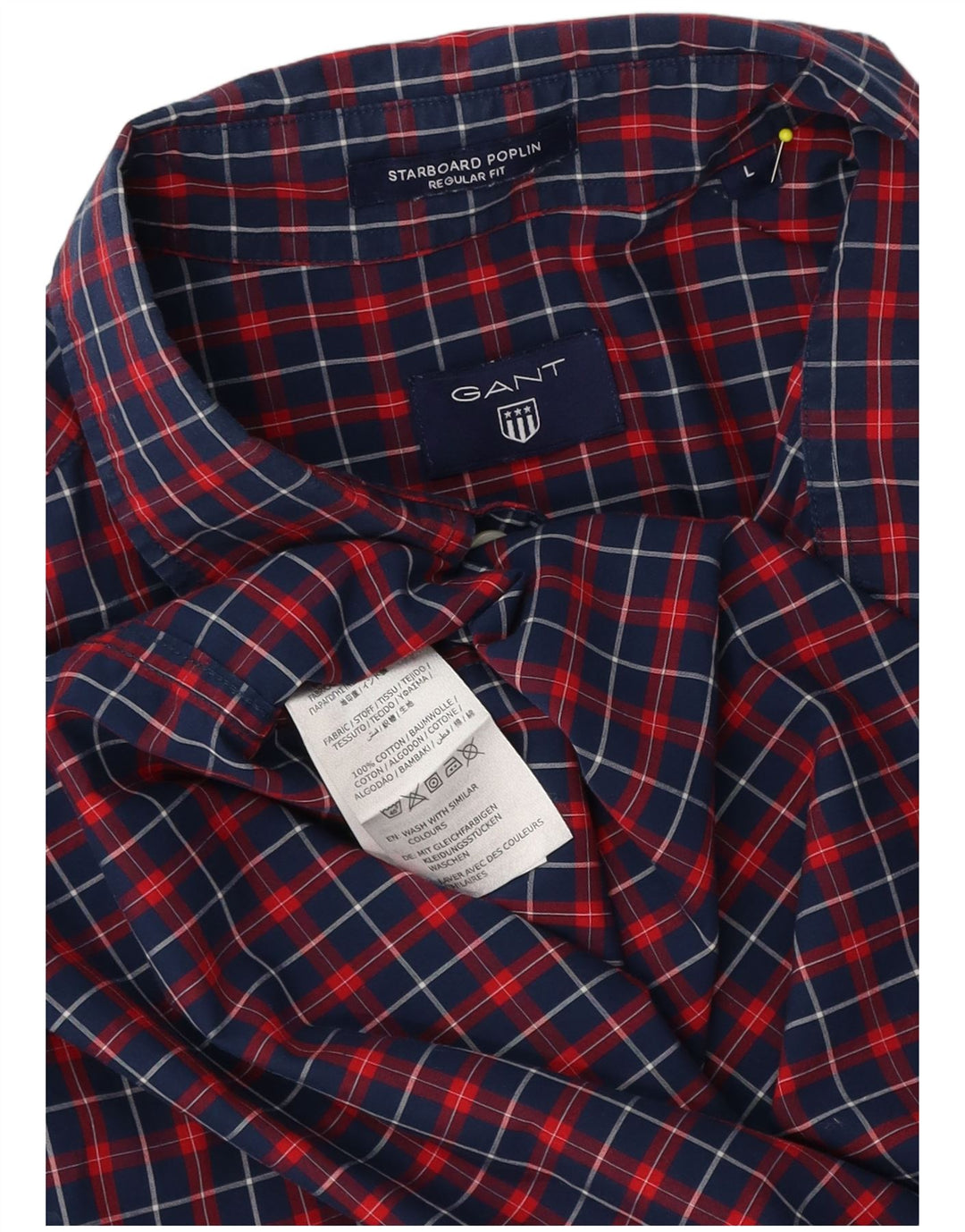 Gant Camisa masculina de popeline de estibordo de manga curta grande xadrez azul marinho