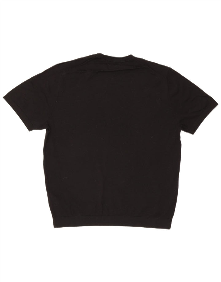 Suéter masculino Massimo Dutti de manga curta com gola redonda médio preto