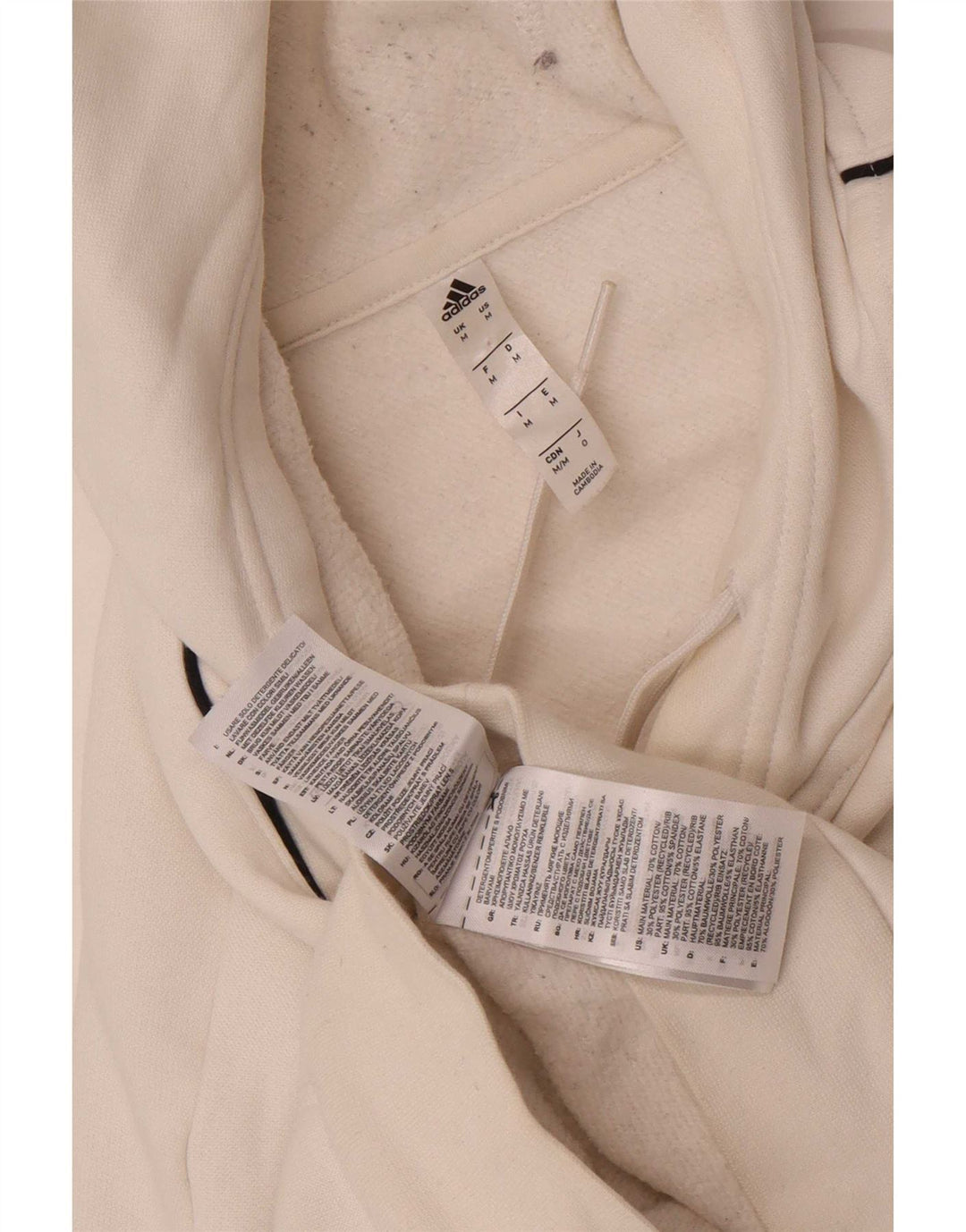 Adidas Mens Hoodie Jumper Médio Algodão Branco