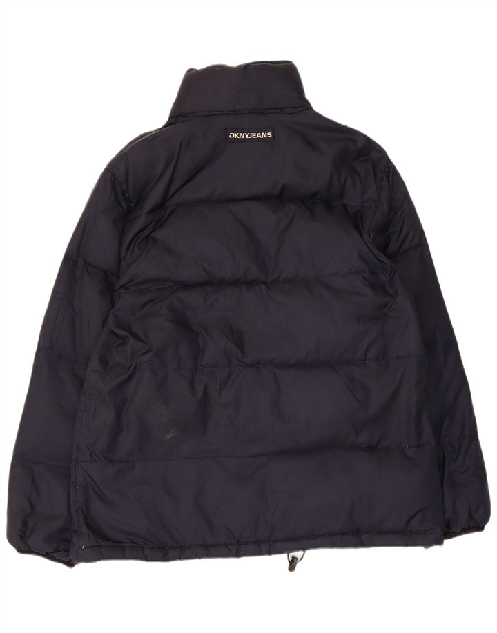 Jaqueta acolchoada feminina grande Dkny Reino Unido 10 pequena azul marinho nylon