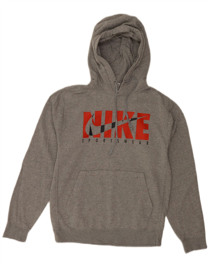 Suéter Nike Masculino Graphic Regular Fit com capuz pequeno cinza algodão
