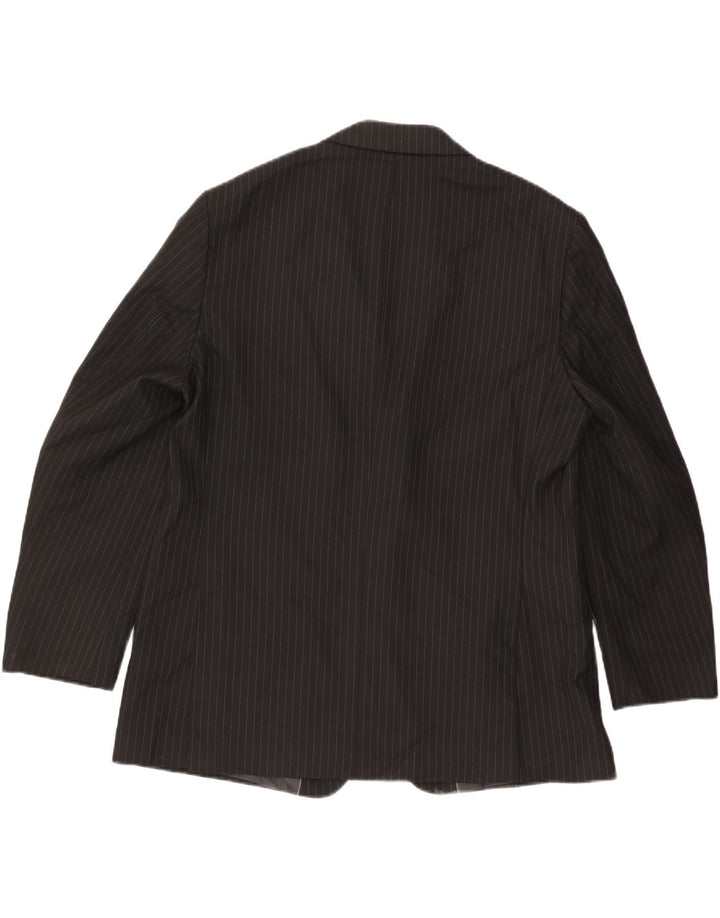 Jaqueta blazer masculina de 2 botões MARKS & SPENCER Reino Unido 46 3XL risca de giz preta
