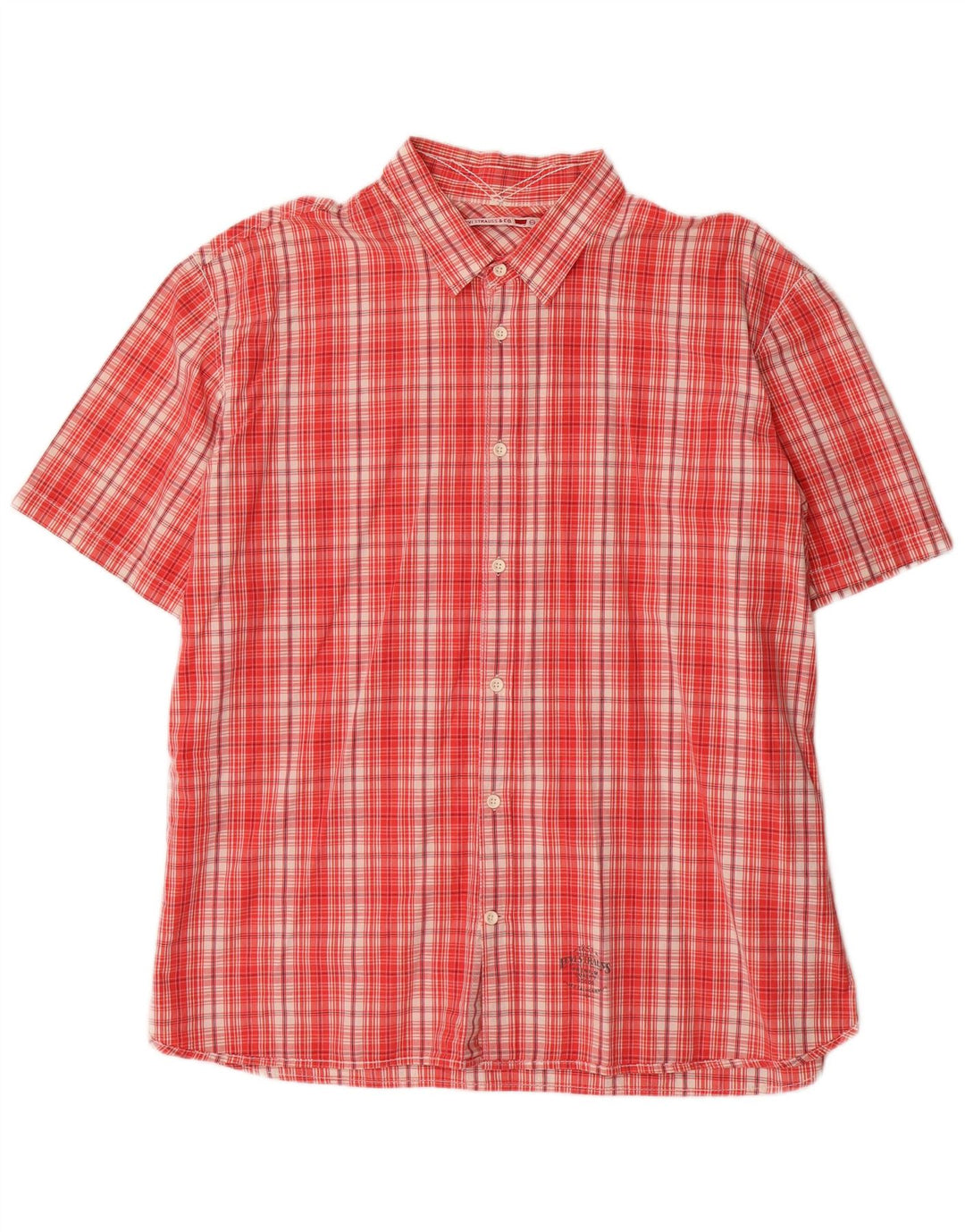 Camisa masculina de manga curta Levi's Denizen 2XL algodão xadrez vermelho