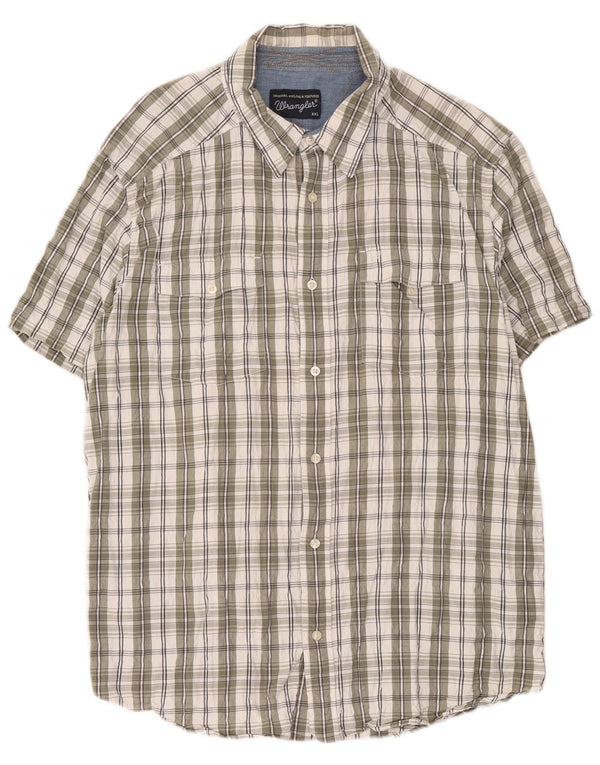 Wrangler Camisa masculina de manga curta regular fit 2XL algodão xadrez verde