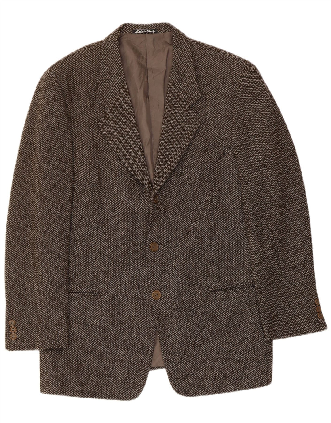 Jaqueta blazer masculina de 3 botões GIORGIO ARMANI IT 52 grande espinha de peixe marrom
