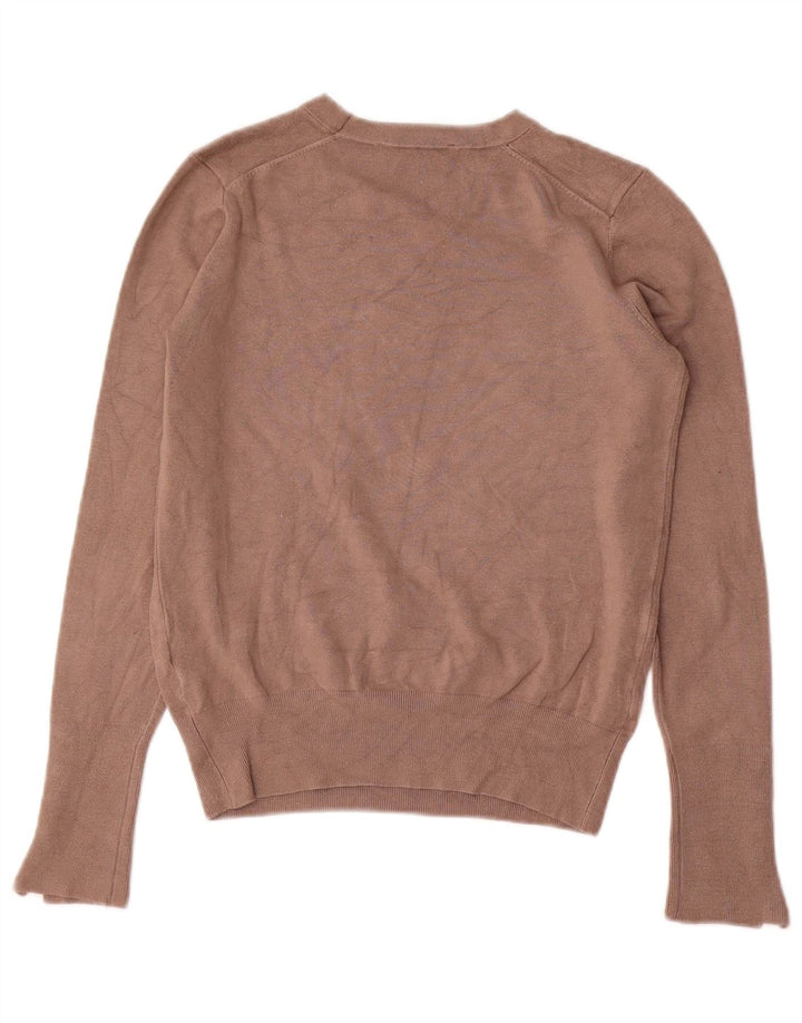 Zara Suéter feminino com gola redonda, Reino Unido 12 Viscose marrom médio
