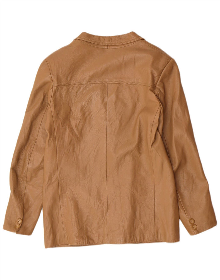 Jaqueta blazer feminina vintage com 2 botões IT 44 couro bege médio clássico