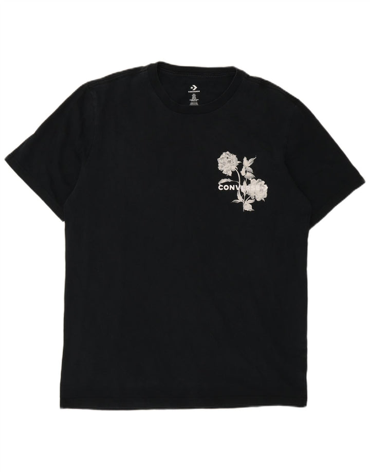Converse Mens Graphic T-Shirt Top Grande Algodão Preto