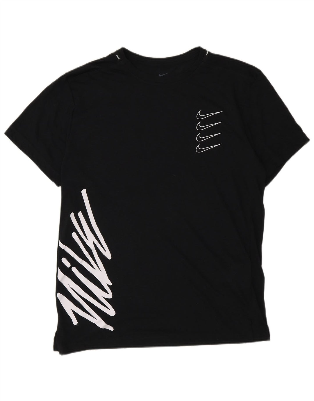 Camiseta masculina Nike Dri Fit Standard Fit gráfica top pequeno preto poliéster